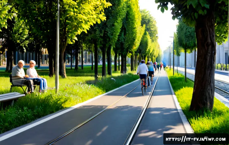 Home 17 도시의 자연 보호와 보전 정책 - Photorealistic urban nature conservation scene in Milan, Italy: a restored green corridor beside mod...
